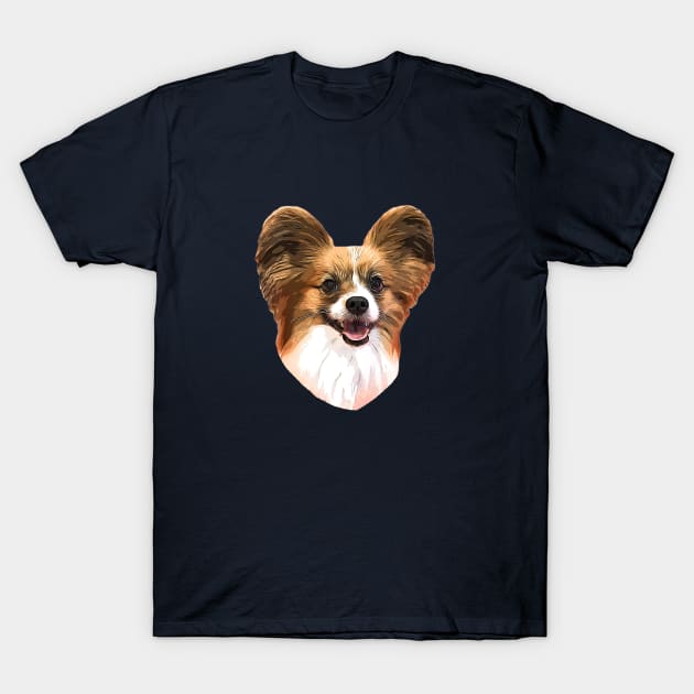 Papillon Dog Red Sable White Papillon T-Shirt by ElegantCat